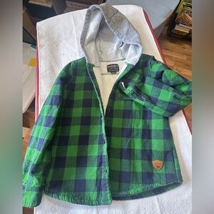 Boys Buffalo David Bitton Green and Gray Plaid Shirt
